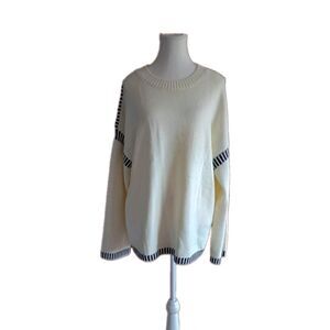 Dokotoo Women's Sweater Size XL White Crew Neck Long Sleeve Comfy Soft Preppy